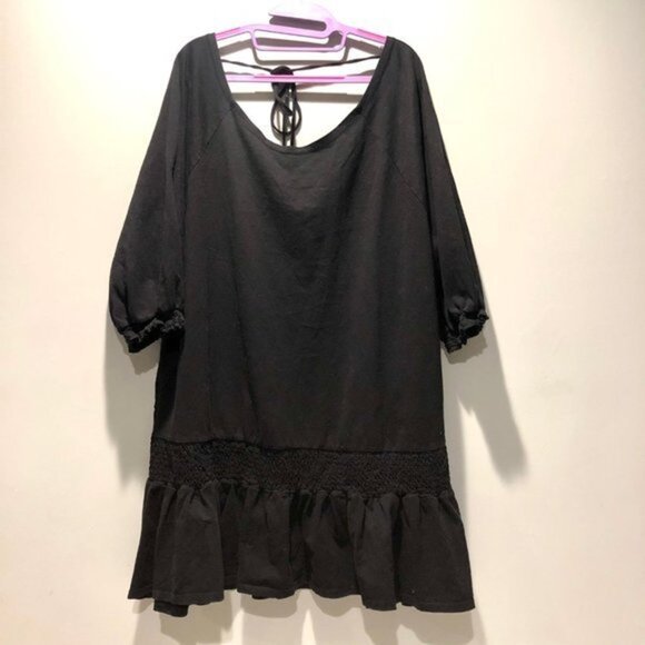 FREE PEOPLE Jenny Minidress black cotton open back dress size S - Picture 5 of 6
